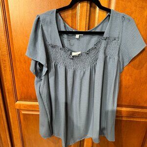 Women's Floral & Ivy Blue Short Sleeve Blouse in L